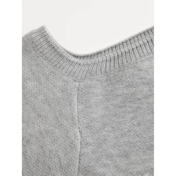 Women’s Grey CIDER One Shoulder Bowknot Knit Pullover Sweater - Picture 2 of 6